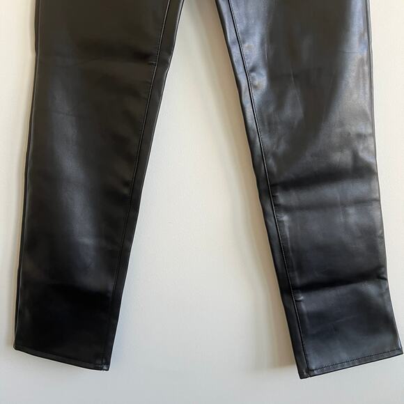 PacSun Stretch Dad Asymmetrical Waist Jeans Faux Leather Black 24 NWT - Picture 4 of 12